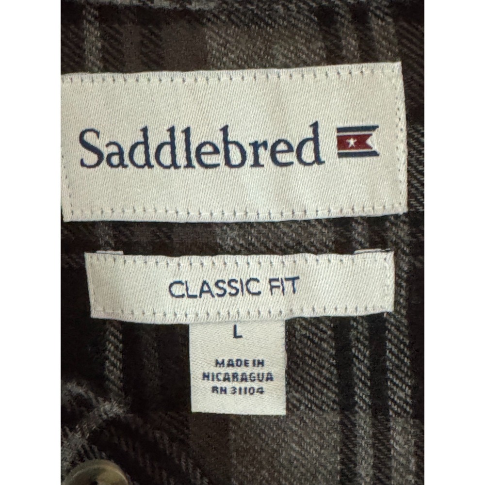 Saddlebred Classic Fit Plaid Flannel Shirt Womens Large Fog Grey Button Down NWT - Picture 5 of 8